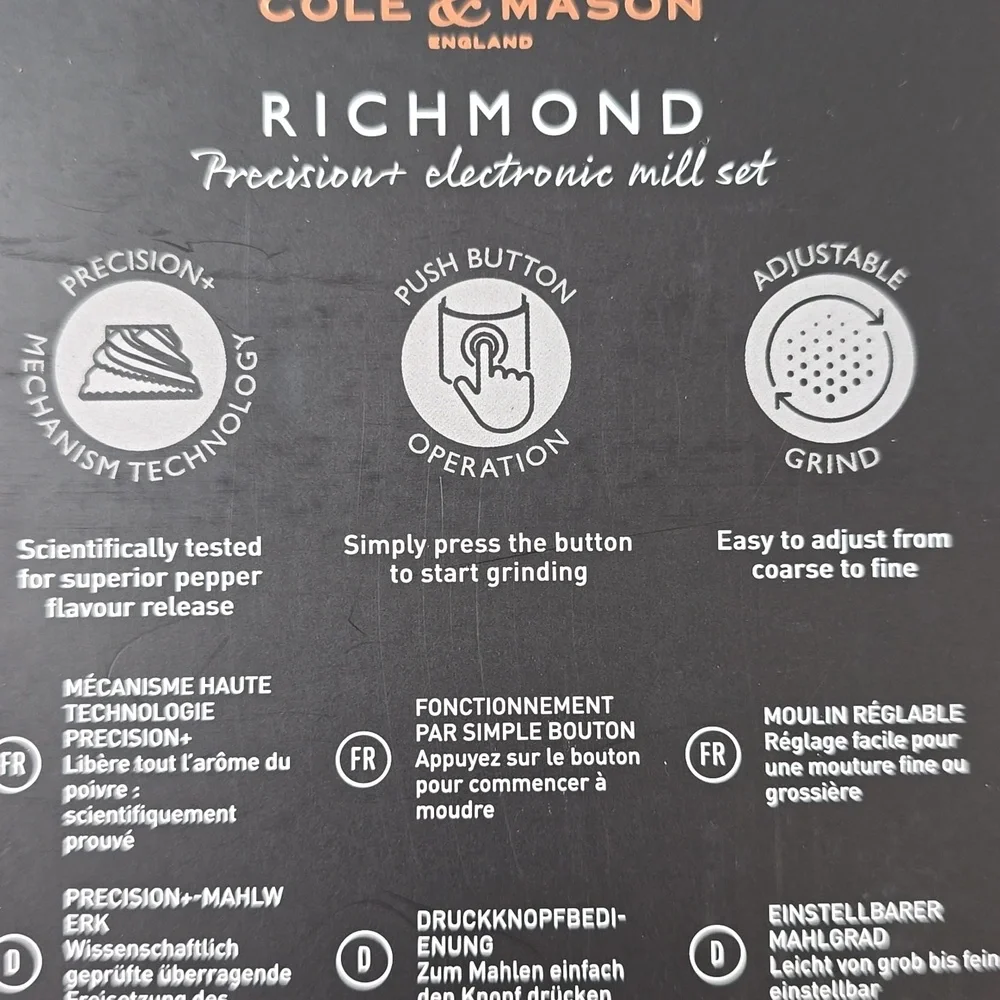 ❤️BUY 2m5 GET 3 FREE  Cole & Mason Black Richmond Electric Mill Gift Set